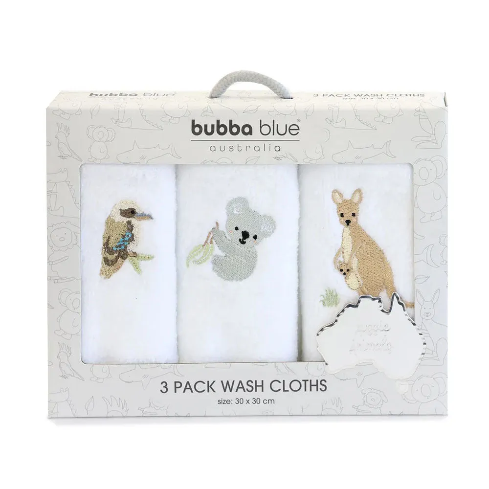 Bubba Blue Aussie 3pk Wash Cloths