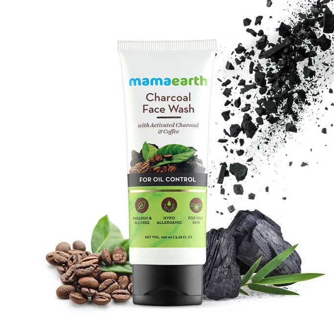 charcoal face wash for oil control, 100ml - Mama Earth