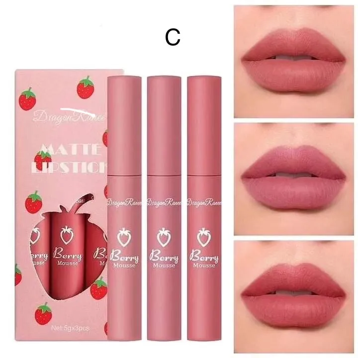 Dragon Ranee - 3pcs Strawberry Sweet Lip Gloss