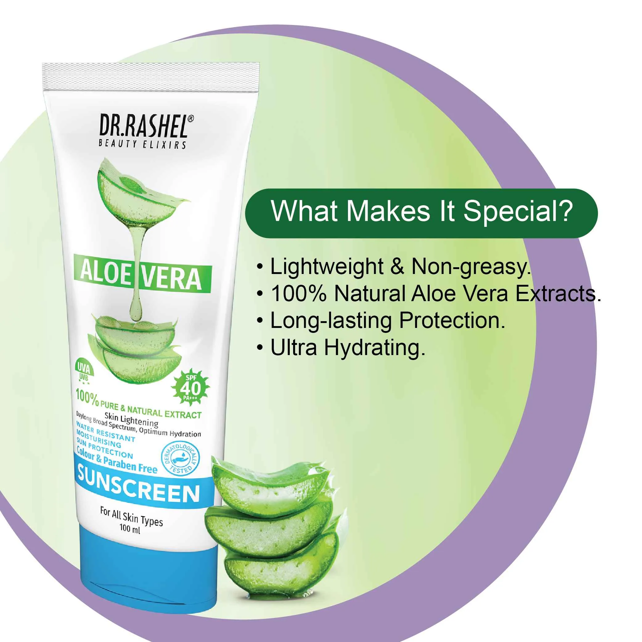 Dr.Rashel Aloe Vera Sunscreen Spf 40  (pa   ) - 100 Ml