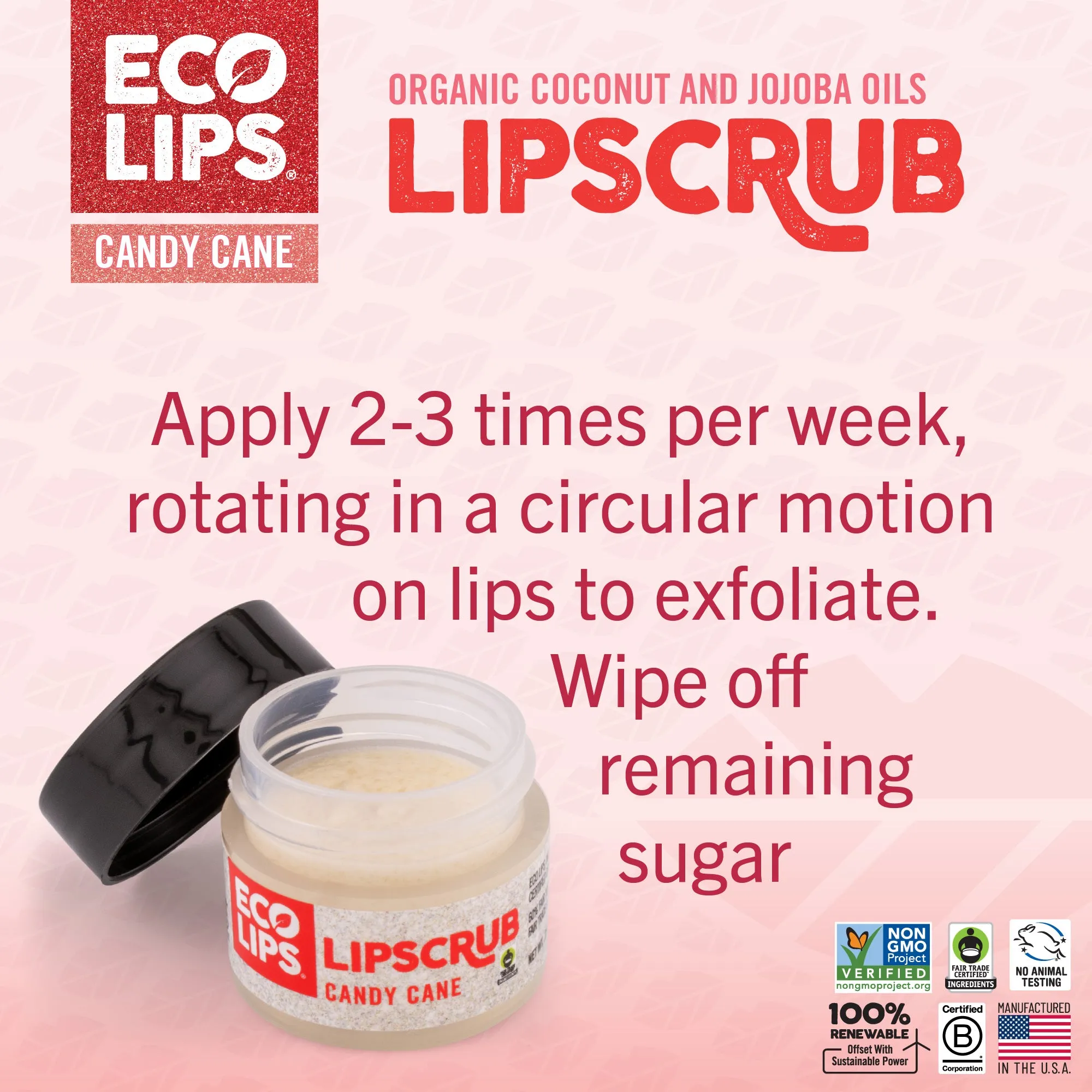Holiday Candy Cane Vanilla Mint Sugar Lip Scrub 0.25 oz.