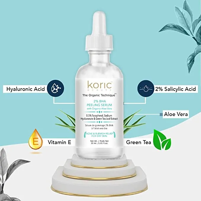 Koric Beauty 2% BHA Peeling Serum with Organic Aloevera (30ml)