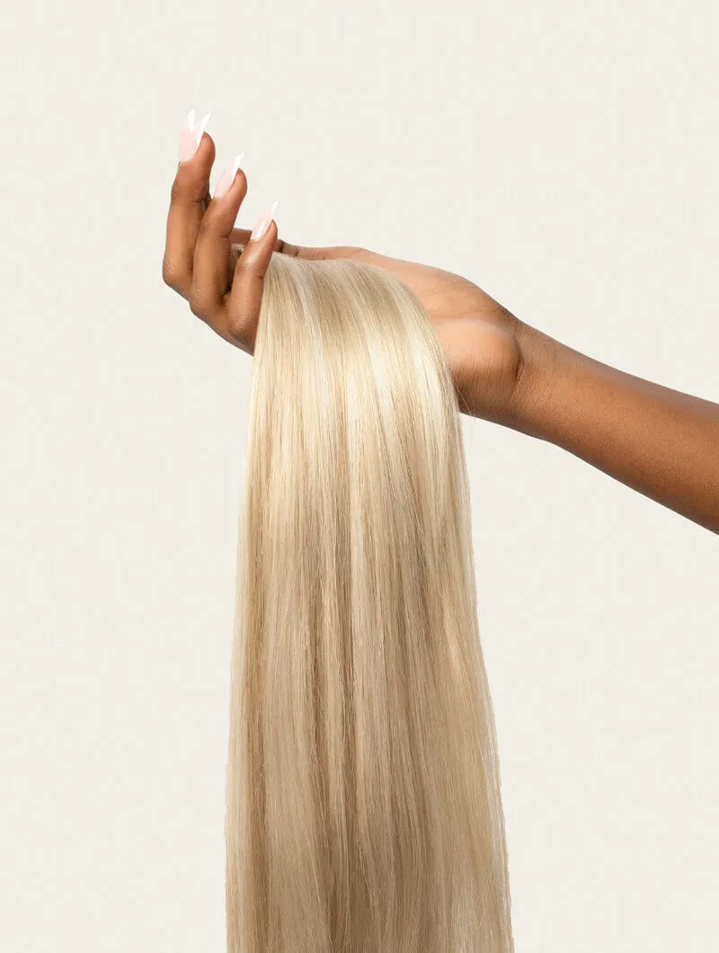 Light Blonde Highlighted, 20" Seamless Clip-In Hair Extensions, F60/24 | 180g