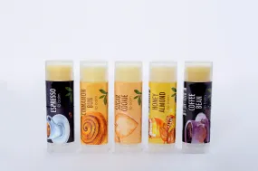 Lip Balm Natural set of 5 Espresso, Coffee Bean, Cinnamon Bun, Sugar Cookie, Almond Honey
