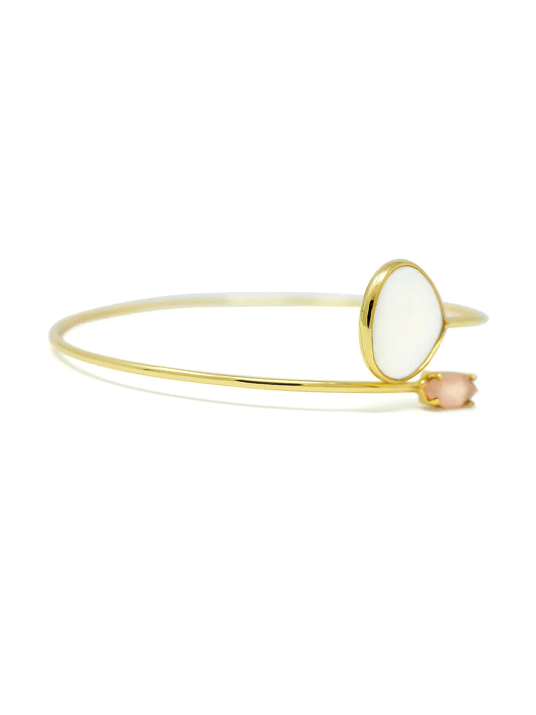 Rosy Mother Of Pearl Sterling Silver Adjustable Bracelet