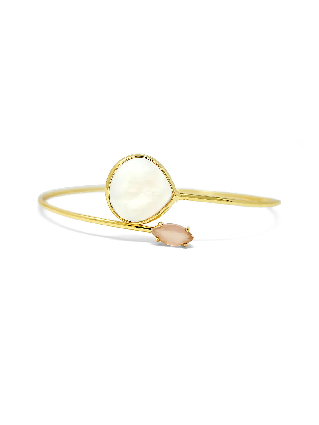 Rosy Mother Of Pearl Sterling Silver Adjustable Bracelet